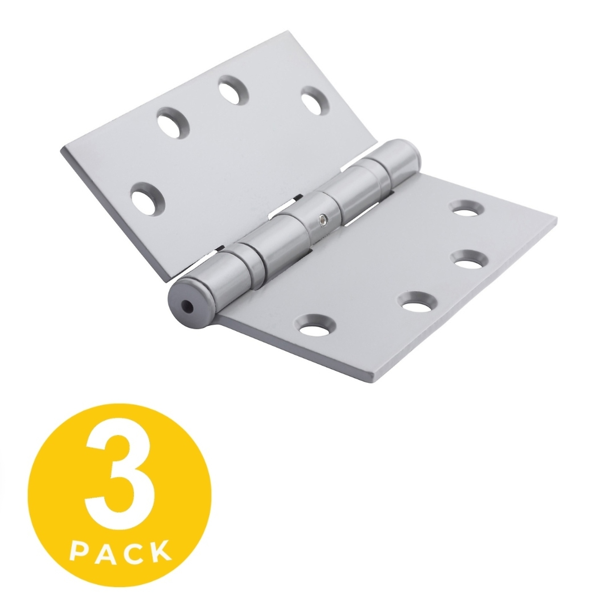 Global Door Controls Full Mortise Ball Bearing Hinge Set — 4.5in. x 4.5in., Prime Coat, Non-Removable Pin, 3 Pcs, Model# CP4545BBNRP-USP-3